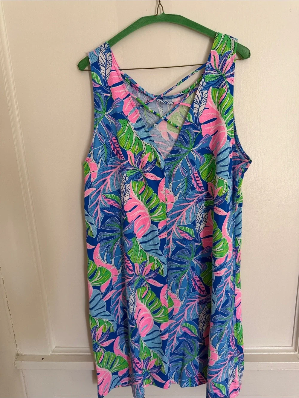 Lilly Pulitzer Kristen Dress XL Tropical Print Shift Dress - Blue, Pink & Green - Picture 7 of 7